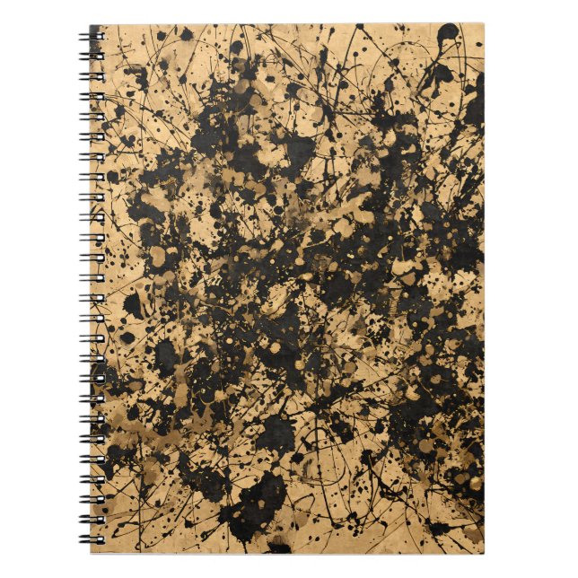 Carnet Abstrait Tan Black Paint Splatter (Devant)