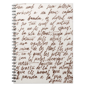 Carnet Abstrait texte manuscrit noir rétro illisible.