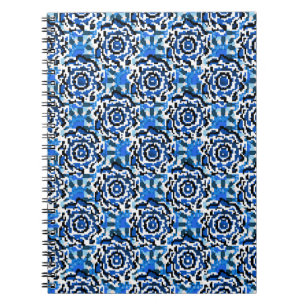 Carnet Abstraite mode florale, bleue, noire et beige
