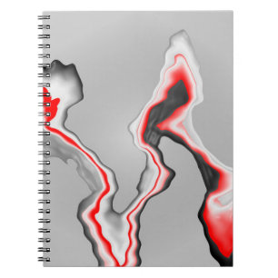 Carnet Abstraite vague rouge noir et blanc, motif de zigz