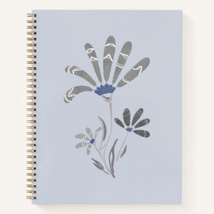 Carnet Abstraites Fleurs psychédéliques en niveaux de gri