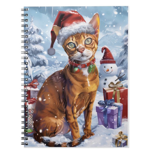 Carnet Abyssinian Chat Winter Wonderland Noël Joie (Devant)