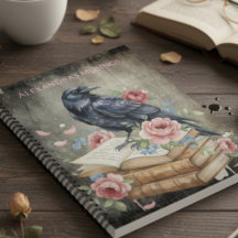 Académie sombre corbeau spirale florale rose
