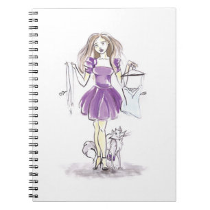 Carnet Achats mignons de fille et de chat de mode de