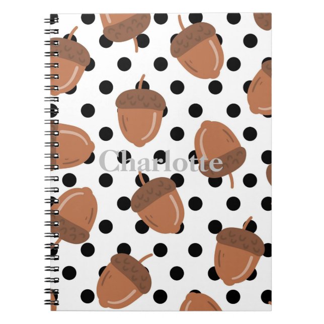Carnet Acorn Black Dots Automne Y2K Motif (Devant)