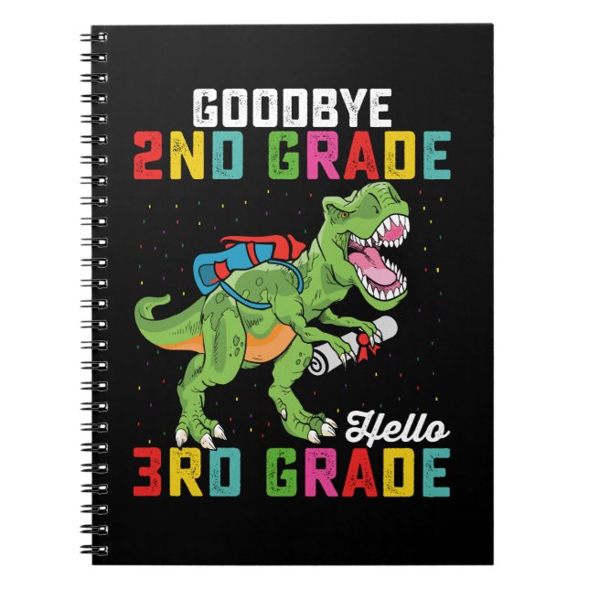 Carnet Adieu 2e année Bonjour 3e année T Rex Dinosaur (Devant)