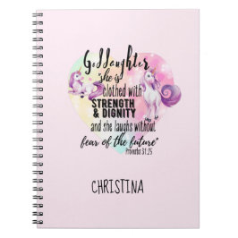 Carnet Adolescent Godgirl cadeau Pink Unicorn Proverbe mi