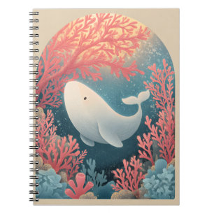 Carnet Adorable baleine blanche dans l'art Coral Reef