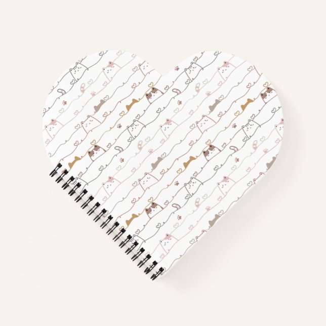 Carnet Adorable Cats Peeking Over Hearts  (Devant)