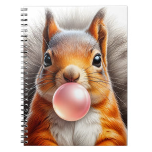 Carnet Adorable écureuil rouge soufflant bulle de gomme S