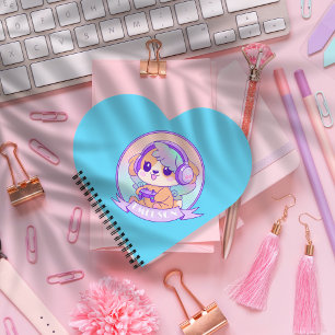 Carnet Adorable GamerGirl Kawaii Chien et casque Bébé ble