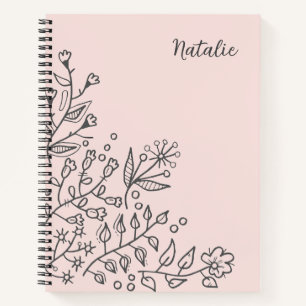 Carnet Adorable minimaliste floral monogrammed rose