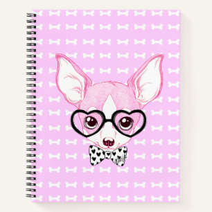 Carnet Adorable Nerdy Puppy Pink Notebook par Mei Yu