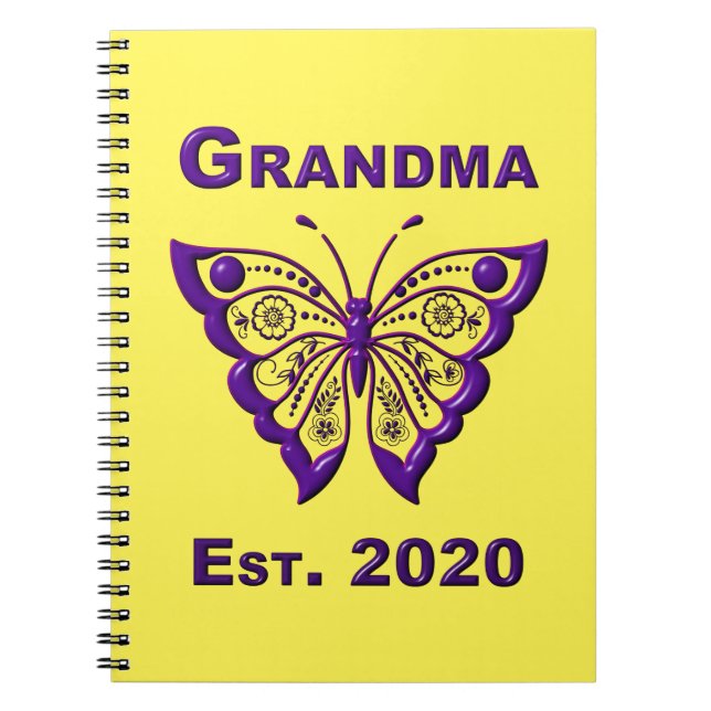 Carnet Adorable papillon grand-mère "Est 2020" (Devant)