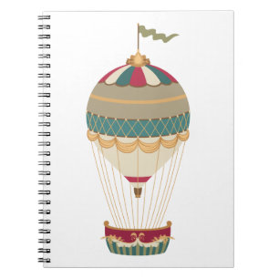 Carnet Adorable Steampunk Hot Air Balloon avec drapeau