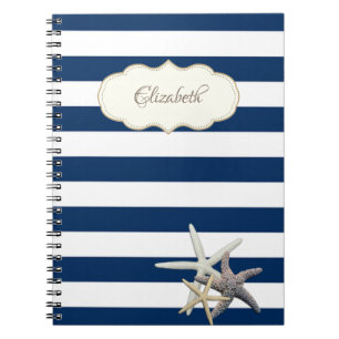 Carnet Adorables bandes bleu marine,Étoile de mer ,Person