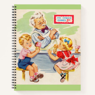 Carnet adorables enfants à la fontaine de soda