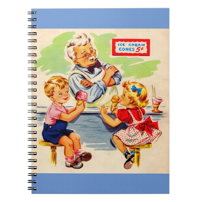 Carnet adorables enfants à la fontaine de soda (Devant)