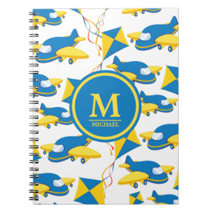 Carnet Aéronefs colorés et cerfs-volants Motif Monogramme