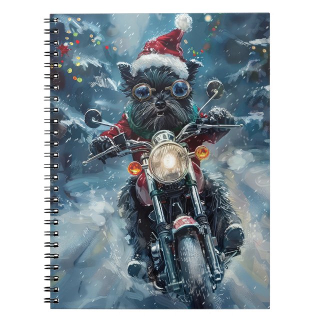 Carnet Affenpinscher Chien équitation Moto Noël (Devant)