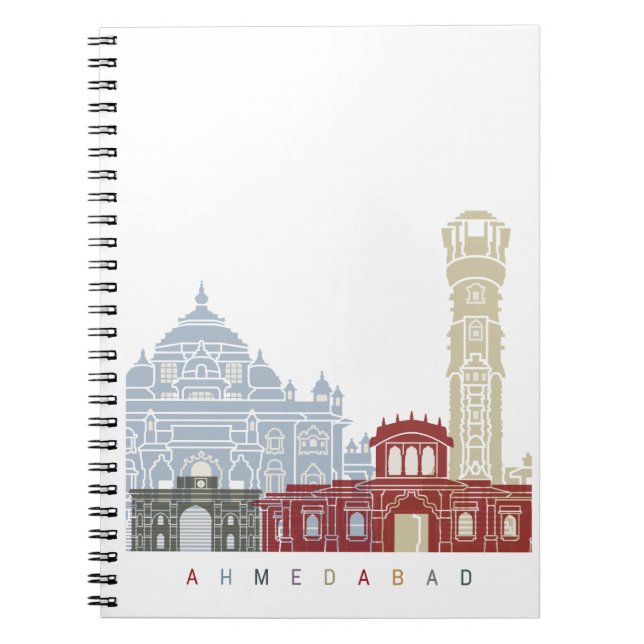 Carnet Affiche de la ligne d'horizon Ahmedabad (Devant)