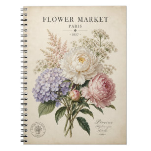 Carnet Affiche de marché de fleurs botaniques vintage É