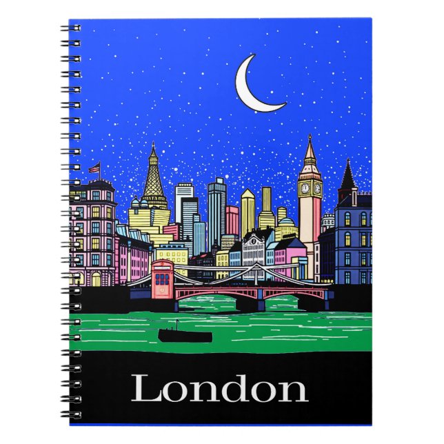 Carnet Affiche de voyage de Londres par nuit (Devant)