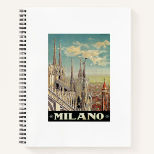 Carnet Affiche de voyage Vintage milano milan