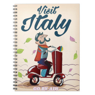 Carnet Affiche rétro de scooter de dessin animé italien