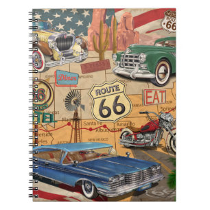 Carnet Affiche vintage Route 66.