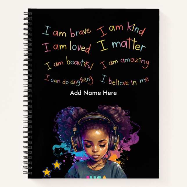 Carnet Affirmations positives de la fille noire personnal (Devant)