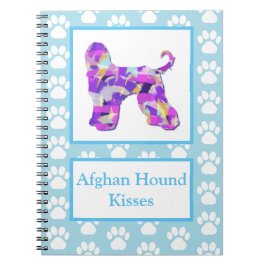 Carnet Afghan Hound Dog Kisses Silhouette Blue PPY&B