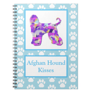Carnet Afghan Hound Dog Kisses Silhouette Blue PPY&B