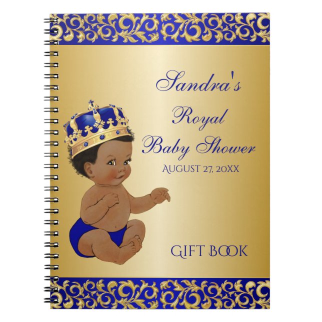 Carnet Afro-Américain Prince Royal Blue Gold Cadeau Guest (Devant)