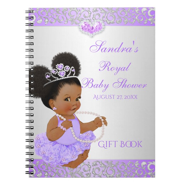 Carnet Afro-Américaine Princesse Lilac Silver Invité cade (Devant)