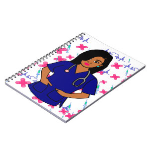 Carnet Afro Nurse Caregider Registered Nurse Woman