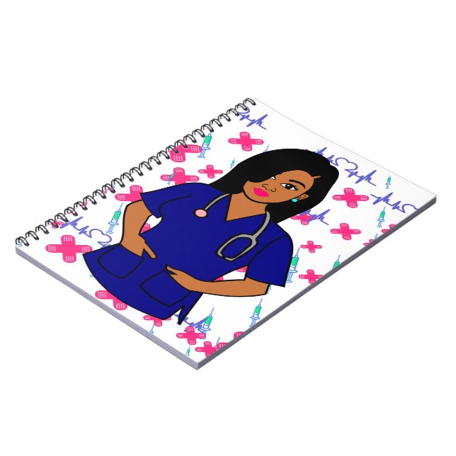 Carnet Afro Nurse Caregider Registered Nurse Woman (Côté gauche)