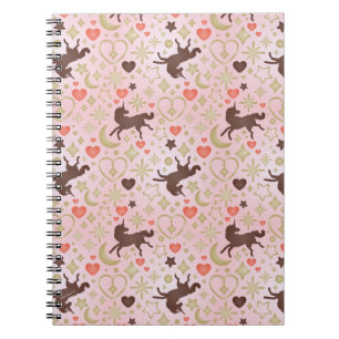 Carnet Afro Unicorn Coeur et Star Motif rose
