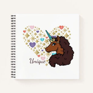 Carnet Afro Unicorn   Design cardiaque unique