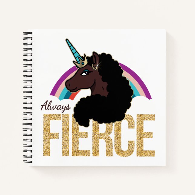 Carnet Afro Unicorn | Magique - Toujours fière (Devant)