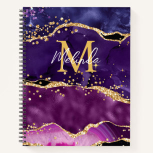 Carnet Agate des séquences de Parties scintillant violet