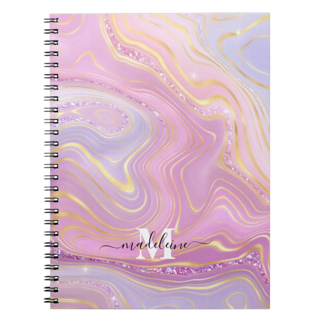 Carnet Agate D'Iridescente En Marbre De Cristal Rose Et V (Devant)