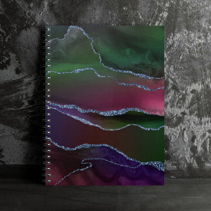 Carnet Agate dynamique   Couleur rose et vert pour bijou