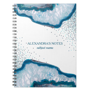 Carnet Agate en argent et bleu