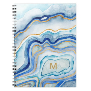 Carnet Agate II de cobalt du monogramme