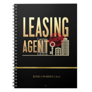 Carnet Agent de location élégant noir et or – Personnalis