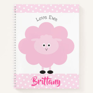 Carnet Agneau rose Aimer Ewe Nom personnalisé Script mign