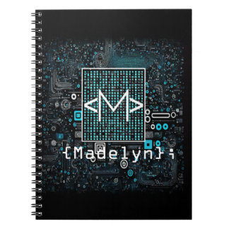 Carnet Ai - Technologie - Monogramme de codage - Lettre M