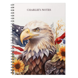 Carnet Aigle personnalisée USA Aquarelle patriotique