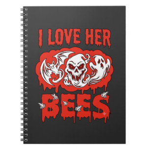 Carnet Aime ses abeilles crâne chauve-souris fantôme sang